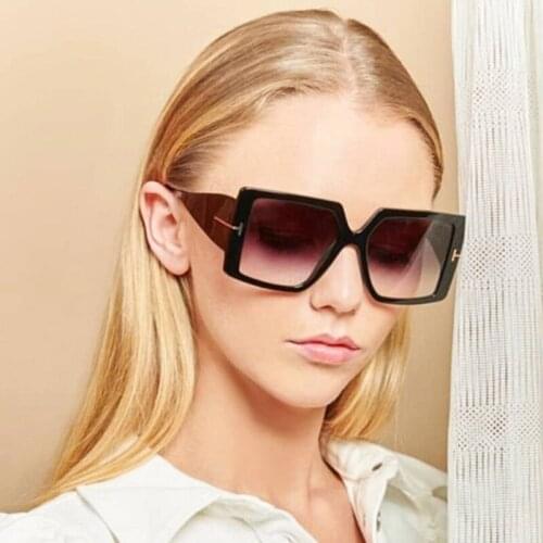 2021 Luxury Oversize Square Gradient Sunglasses Women Vintage Brand Design Fashion T Color Sun Glasses Lunette De Soleil Femme