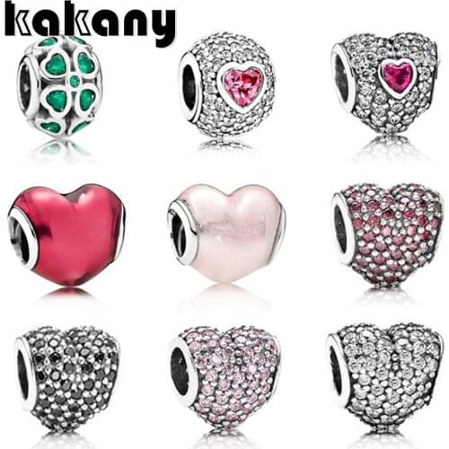 Standard 925 Sterling Silver Shiny Heart Beads Suitable For DIY Bracelet Beads Original Classic Fashion Jewelry Making
