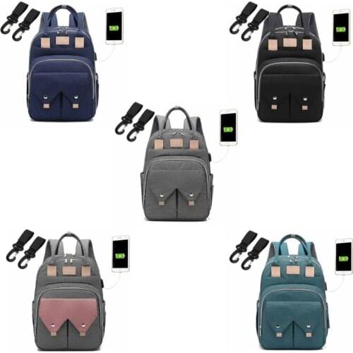 Mummy Mom appy Diaper Bag Large Capacity USB Maternity Baby Travel Backpack with Stroller Kit