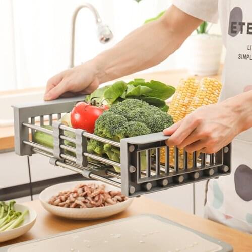 Kitchen Dish Drying Rack,Over Sink Expandable Stainless Steel Dish Rack/Drainer,Adjustable Vegetable Fruit Drain Basket For Sink
