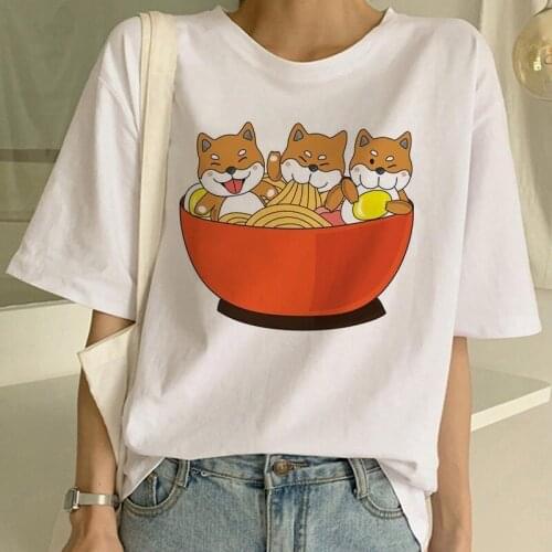 Top Women Ulzzang T-shirt Female Tees Camisas Mujer Tee Shiba Inu T Shirt Funny Shirt Graphic Korean Clothing