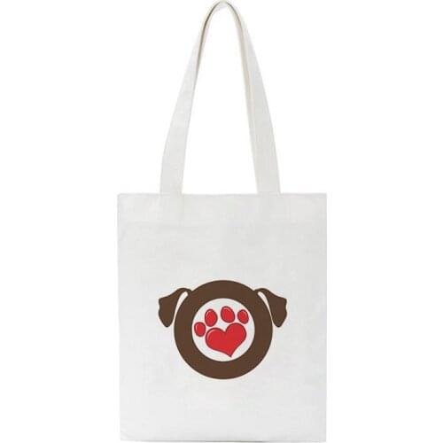 High Quality Casual Vintage Streetwear Women New Large Capacity Love Dog Paw Shoulder Canvas Bags Harajuku Aesthetics Art Bag