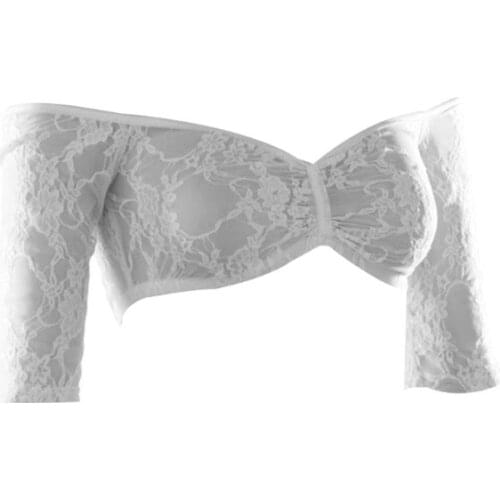 Women Seamless Arm Shaper Half Sleeve Strapless Sexy Off Shoulder Lace Crop Top F42F