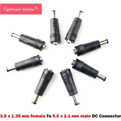 1-100PCS 3.5 x 1.35 mm female to 5.5 x 2.1mm male DC Power Plug Connector Adapter Laptop 3.5*1.35 to 5.5*2.1for CCTV Camera LED