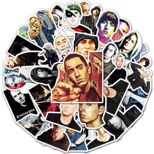 10/50Pcs Eminem Rapper Stickers For Laptop Luggage Motorcycle Suitcase Skateboard Phone PVC Decals DIY Gift