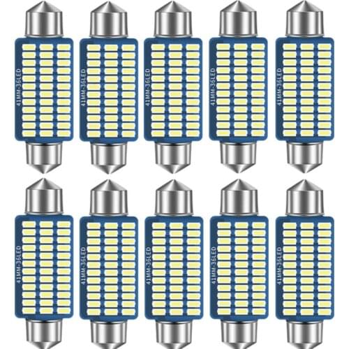 10pcs White FESTOON 36LED 41mm Car Bulb 12Chips C5W LED Boot light Auto Interior Dome Light Reading Lights 12V