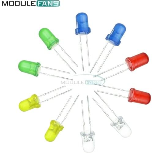 100pcs LED 5MM Red Blue White Yellow Green LED Light-emitting Diode Red Turn Red Diodes Light Super Bright Bulb Lamp Diy Kit