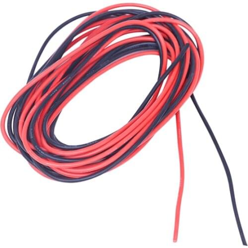4 6 8 10 12 14 16 20 22 24 AWG Soft High Temperature Resistant Silicone Wire 10 Meter (5M red and 5M black color) Electric Cable