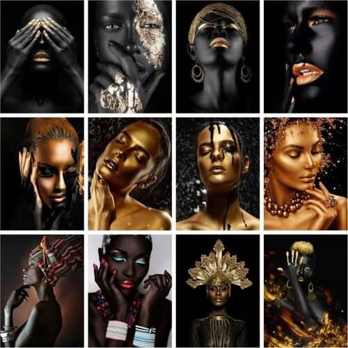 5d DIY Diamond Painting Set Full Drill Square Africa Woman Art Diamond Embroidery Mosaic Golden Portrait Cross Stitch Home Decor