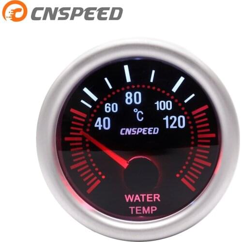 Free Shipping CNSPEED 12V 2'' 52mm Auto Water Temperature Gauge 40-120C Universal Smoke Lens With Water Temp Sensor Car Gauge
