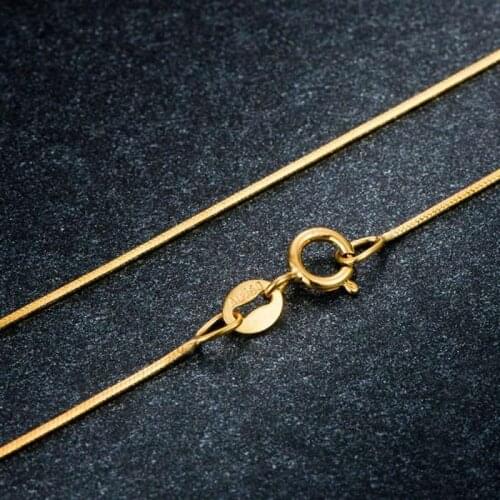 Pure 18K Yellow Gold Necklace Women Snake Chain Necklace AU750 Gold P6252