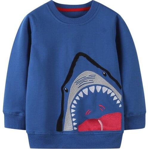 Baby Boys Sweatshirts Autumn Winter Cotton Clothing Children Cartoon Characters Sharks Tops Kids Long Sleeve Shirts