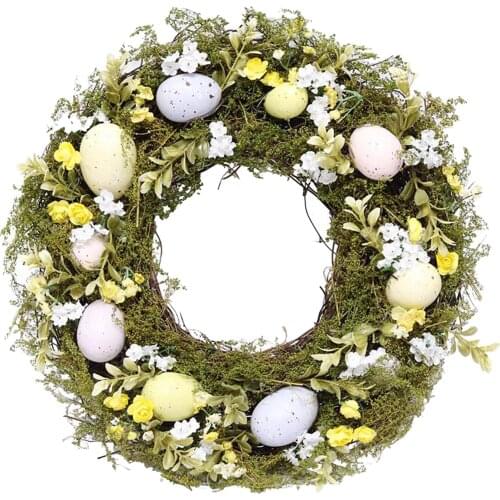 Easter Egg Wreath 35cm Green Leaves Garland Home Door Farmhouse Window Decor Sign Pendant