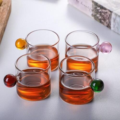 Nordic style home glass ball handle coffee cup small capacity tea cup water cup cute coffee mugs and cups