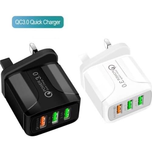 Travel 5.1A QC3.0 Fast Charging 3 USB Ports Wall Charger Adapter for iPhone Over-Current And Over-Voltage Protection