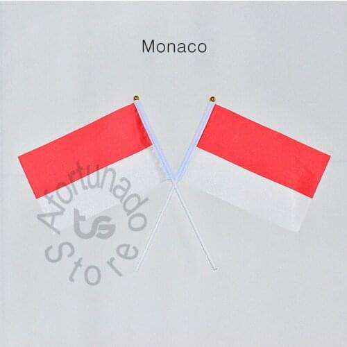 Monaco flag Banner 14*21cm hand waving National flag Home Decoration flag banner