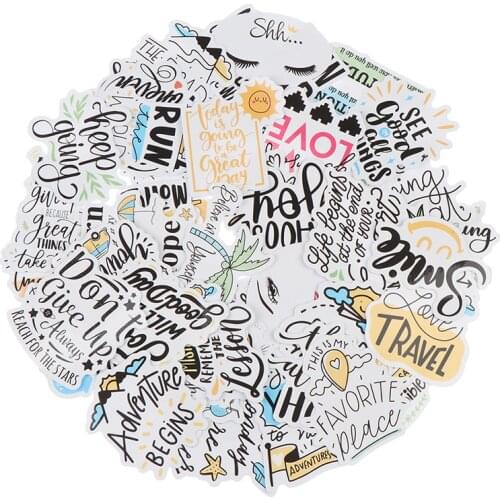 Hot sale 50Pcs Motivational Phrases Quotes Waterproof Stickers For Diy Laptop Skateboard