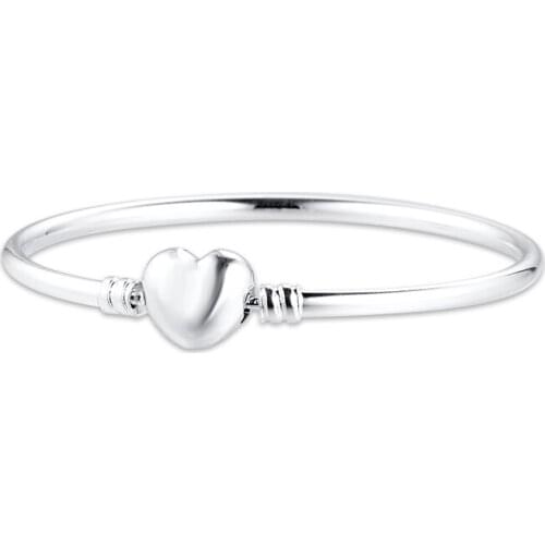 GPY Bangles for Women Heart Clasp Bangle Bracelet Accesorios Mujer Joyas de plata 925 Sterling Silver Jewelry Lover Gift