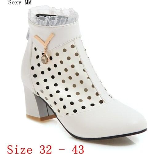 Summer Style Women Ankle High Heel Boots High Heels Woman Short Boots High Heel Shoes Small Plus Size 32 33 - 40 41 42 43