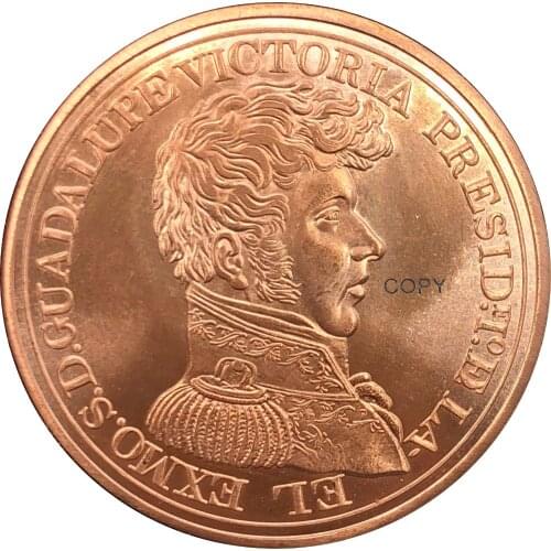 MEXICO REPUBLIC MEDAL PRESIDENT GUADALUPE VICTORIA Red COPPER MEDAL 1824 UNIFORMED BUST RIGHT Copy Coin