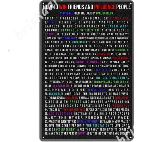 How To Win Friends And Influence People Metal Signs Cinema Living Room Party Wall Plaque Vintage Tin sign Posters