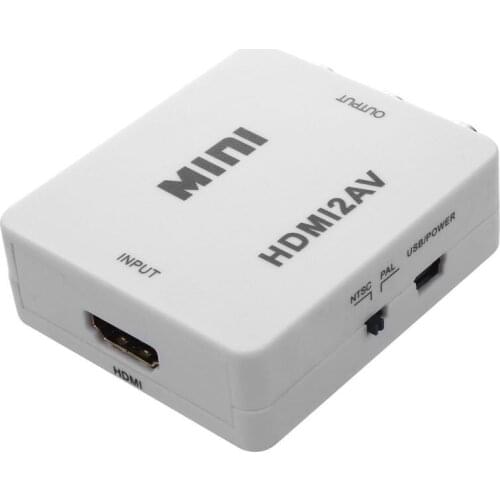 Mini HD Video HDMI AV CVBS NTSC/ PAL signal TV converter, VHS video recorder, DVD-HDMI RCA white