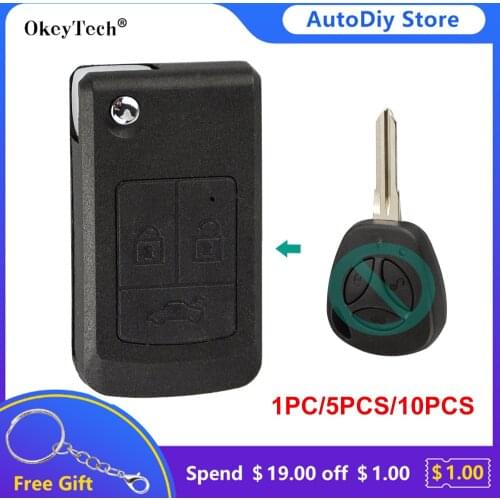 Okeytech 1/5/10PCS Modified Remote Car Key Shell Flip Key Fob For LADA Priora Niva Vaz Granta Samara 2108 XRay Sedan 3 Buttons