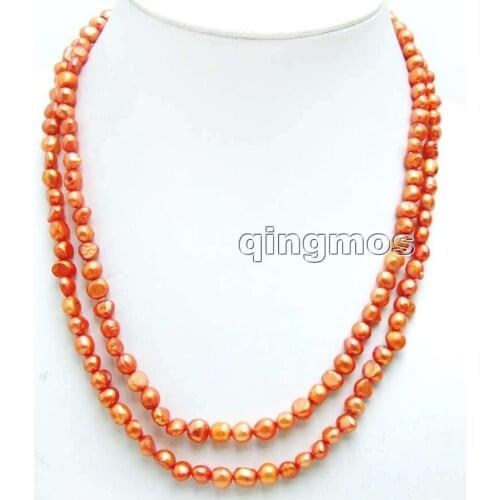 Fashion Long 40" Natural Red 6-7mm Baroque freshwater pearl necklace-nec6111 wholesale/retail Free shipping