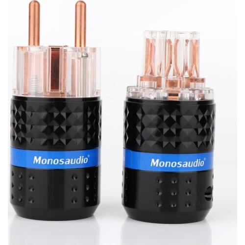 Monosaudio E103/F103 hifi audio pure copper EU power plug hi-end EU AC power adapter connector for DIY schuko power cable