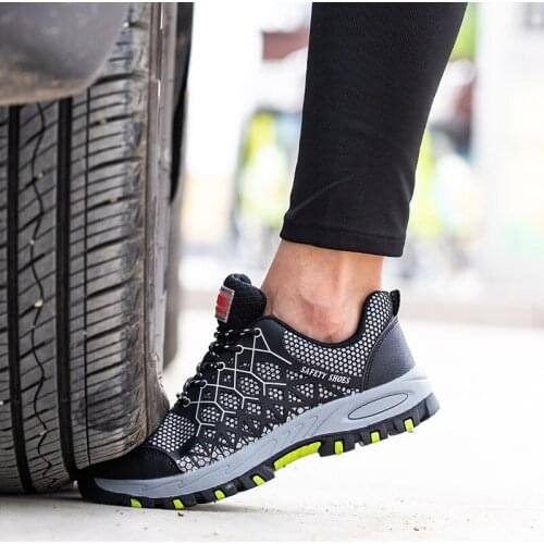 Mens Safety Boots Non-Slip Rubber Anti-Puncture Security Footwear Sport Sneakers Light Weight Safety Shoes High Quality Kpu