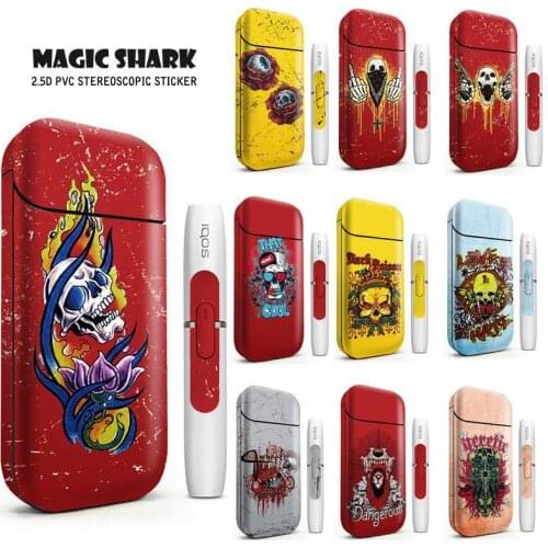 Magic Shark Electronic Cigarette Skull Death Sticker for IQOS 2.4 Plus Case Protective Cover PVC for IQOS 2.4p E Cigarette