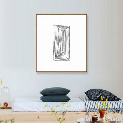 Chinese-Style Zen Entrance Decorative Painting Bedroom Bedside Mural Paintings Lines Corridor Model Room Wall Black and White