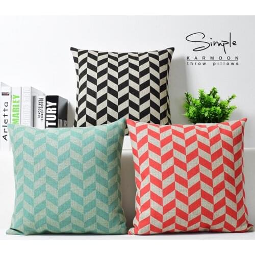 Nordic Geometric Pillow Cover Red Green Geometry Cushion Cover Home Decorative Pillows Linen Pillow Case Office Sofa Cushion