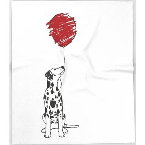 Dog Animal Cartoon Throw Blanket Cute Kids Design Dalmatian with Balloon Blankets for Beds Christmas Decorations for Home