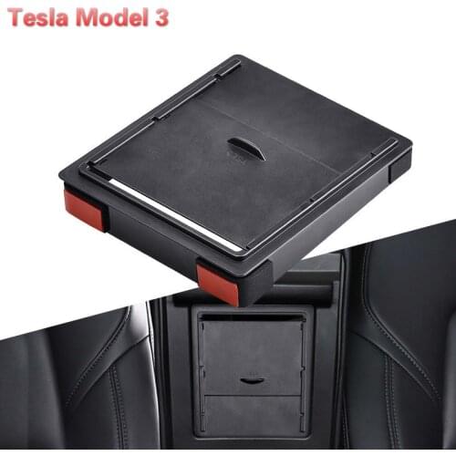 Storger For Tesla Model 3 Car Armrest Box Storage Organizer Containers Transparent Hidden Holder Box Replacement 2017 2018 2019
