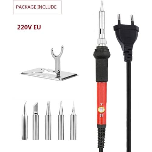 Vastar 60W Adjustable Temperature Electric Soldering Iron 220V Welding Solder Rework Station Heat Pencil Repair Tool + 5 Replace