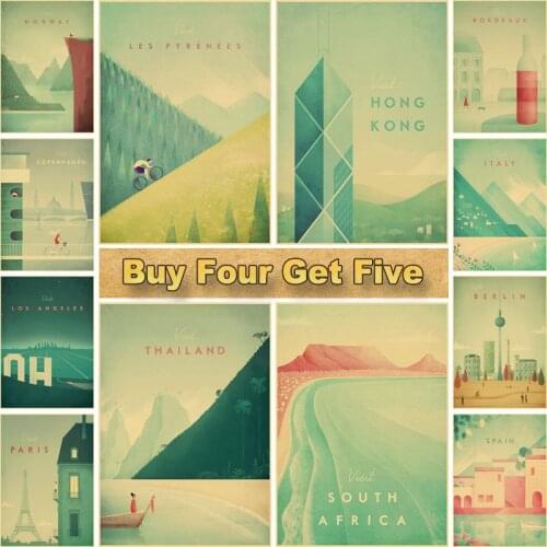 Word City Series Posters HD Minimalist Travel Poster Sticker Kraft Paper Wall Decor Study Bedroom Cafe Bar Art Paintings