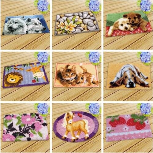 Prajna Cushion Animals Latch Hook Carpet Embroidery Needlework Crochet Pillows Accessories DIY Latch Hook Rug Kit Cross Stitch