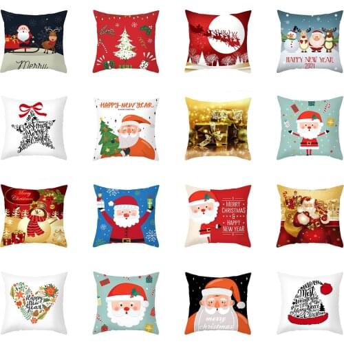 45x45 Cm Christmas Golden Red Pillow Case Xmas Santa Claus Cushion Cover Christmas Decoration for Home Noel Natal Navidad 2021