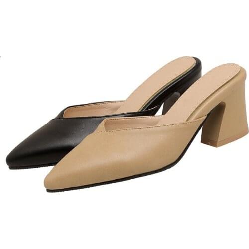 Sandals for Women 2021 Summer Heels Pointed Toe Slippers Solid Color Flip Flop Slip on Slides Wedding Party Women Shoes 6