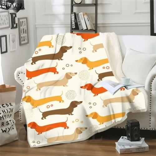 Dachshund Blanket Cartoon Pet Dog Printing Child Adult Thick Quilt Home Life Picnic Travel Fashion Throw Blanket