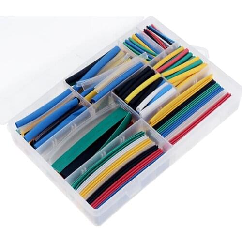 385PCS/Box 9 Sizes 7 Colors PE Heat Shrink Tube 2:1 Heat Shrink Tubing Set Sleeve Wrap Polyolefin Tubes Shrink Wrapped Sets