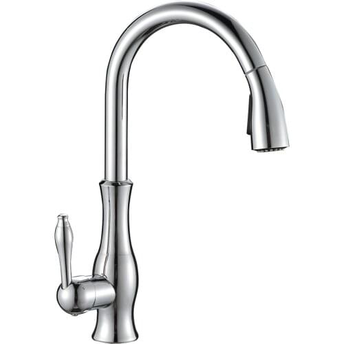 Vidric 4 Color Pull Down Kitchen Faucet Silver Single Handle Pull Out Kitchen Tap Single Hole Handle Swivel 360 Degree Water Mix