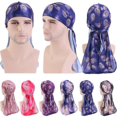 Unisex Durag Breathable Silky Bandana Do Doo Rag Wigs Turban Men Biker Head Wrap Long Tail Cap Women Chemo Pirate Hat Hair Acces