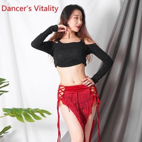 Belly Dance New Training Clothes Womens Tassel Oriental dance Clothes Performance Customes Beginner Suit Top+Tassel skirt