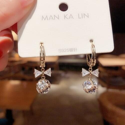 South Korea East Gate women net red temperament purple zircon bow temperament fashion joker C ear ring earrings female