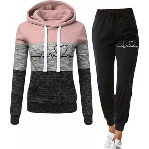 Two Piece Set Women Tracksuit Casual Outfits Suit Female Clothes Autumn Spring Sweatshirts Pulover Hoodies Pants Plus Size S-4Xl