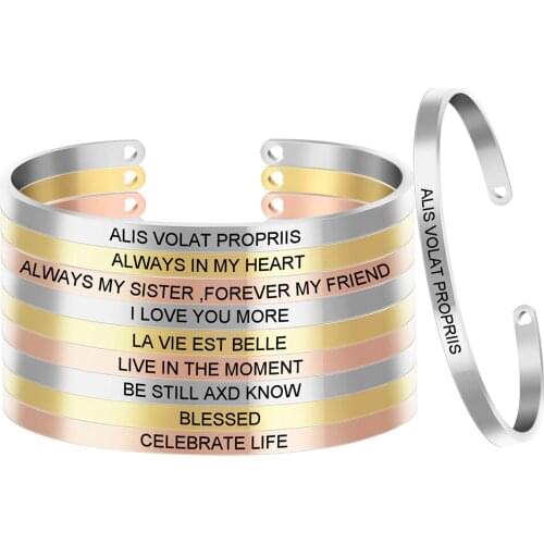 10PCS/lot Cuff Mantra Bangles Bracelet Customized Engraved "BLESSED" Inspirational Jewelry Perfect Gift Mothers Day SL-059*10