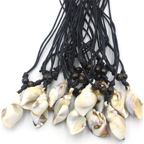 12pcs Handwoven Acrylic Conch Seashell bead Sweater chain pendant necklace Bohemia XL106