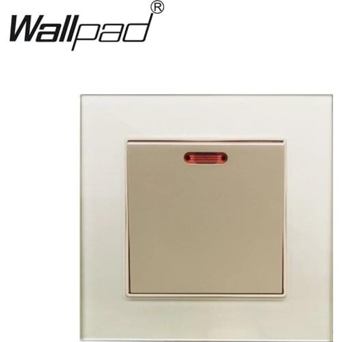 20A DP Switch With Neon Wallpad Crystal Glass Panel For Water Heater On / Off Wall Switch For Air Conditioner